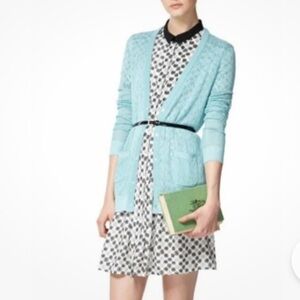 Jason Wu for Target Long Sleeve Pointelle Blue Snap Front Mid Length Cardigan M
